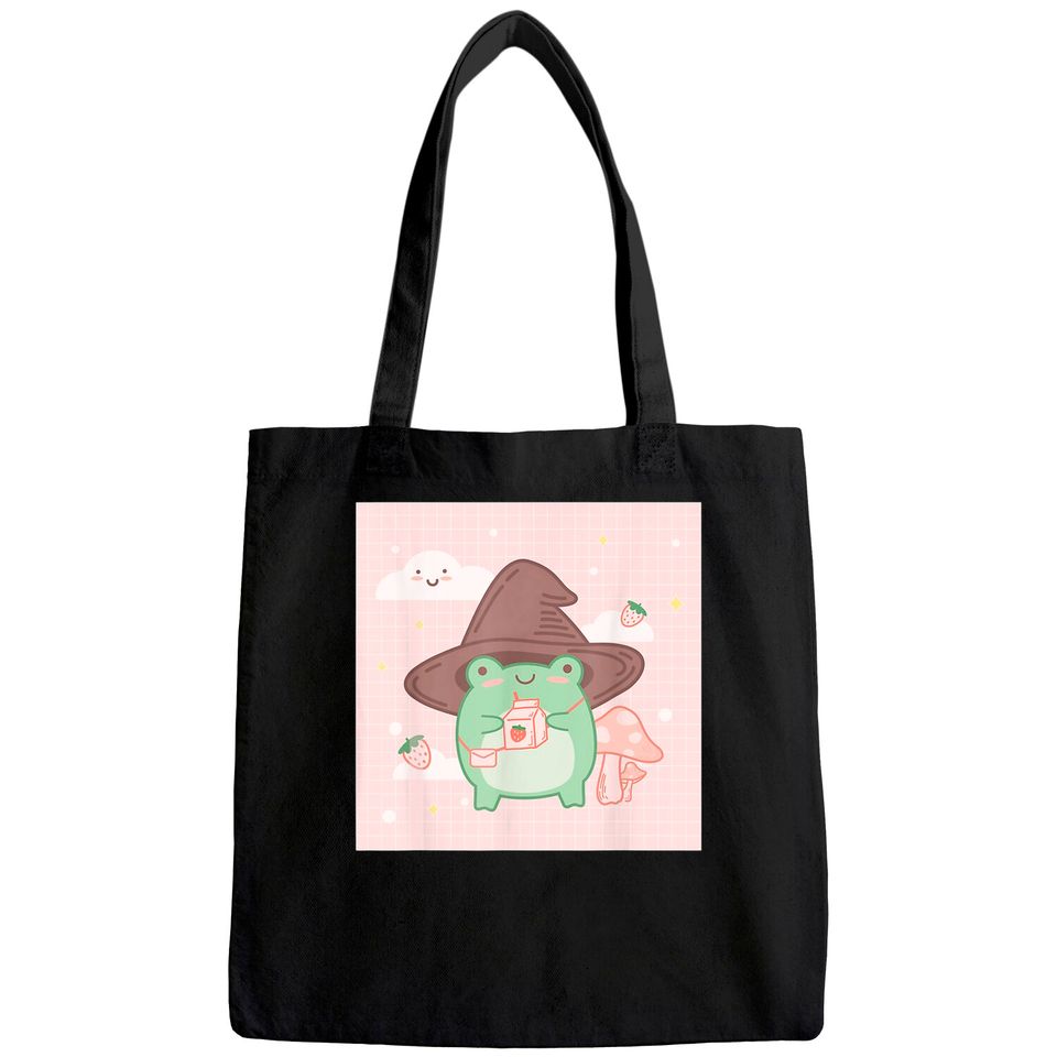 Cotttagecore Frog Wizard Kawaii Aesthetic Tote Bag