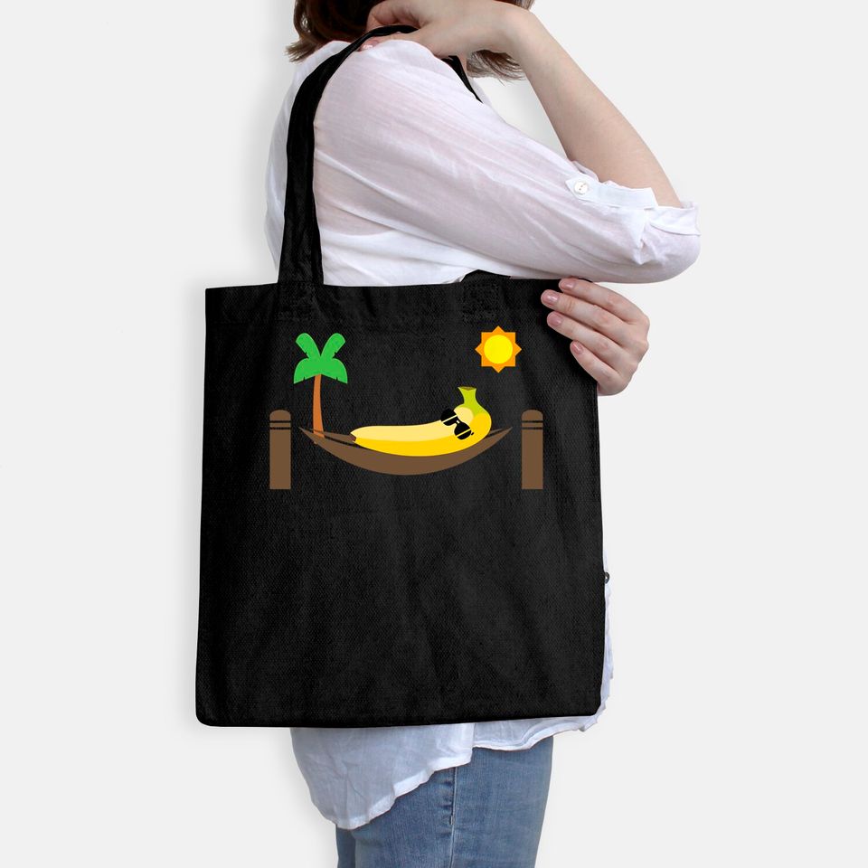 Banana In A Hammock Punny Fruit Tote Bag