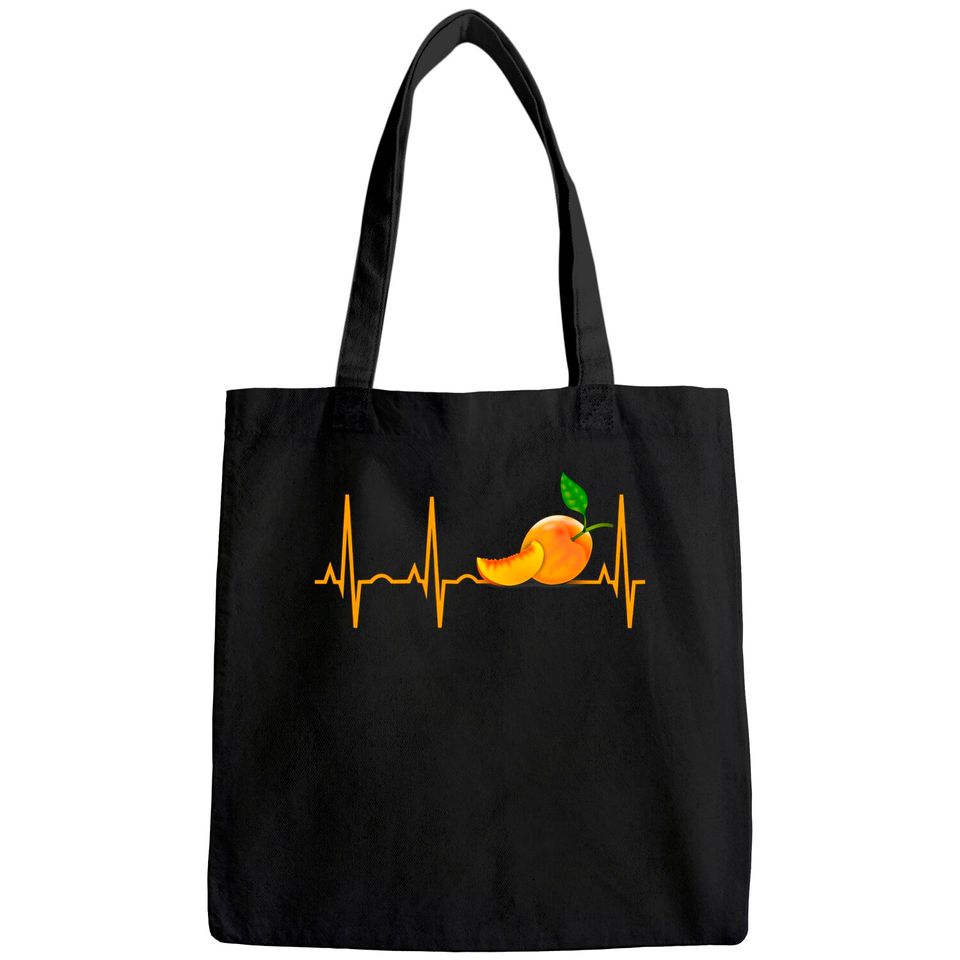 Peach Fruit Heartbeat Tote Bag