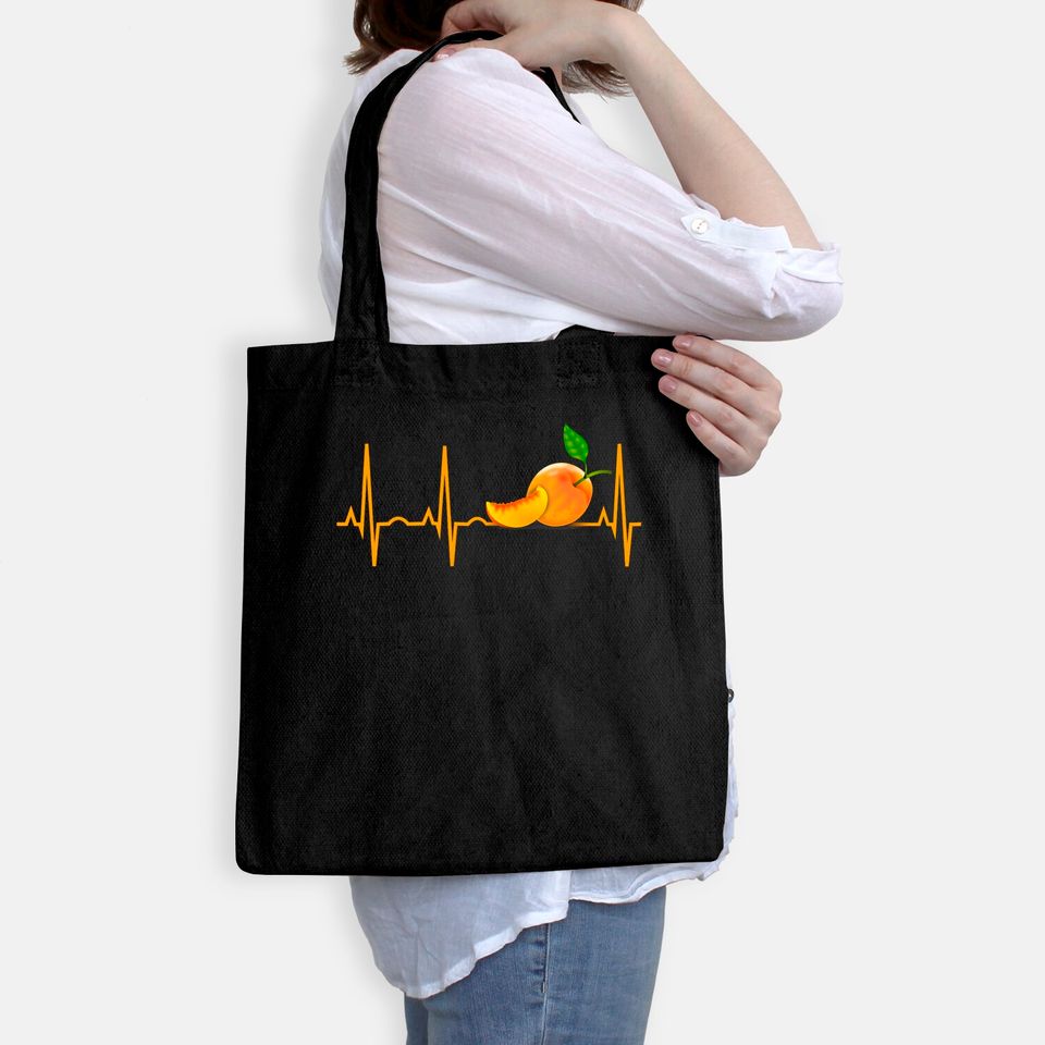 Peach Fruit Heartbeat Tote Bag