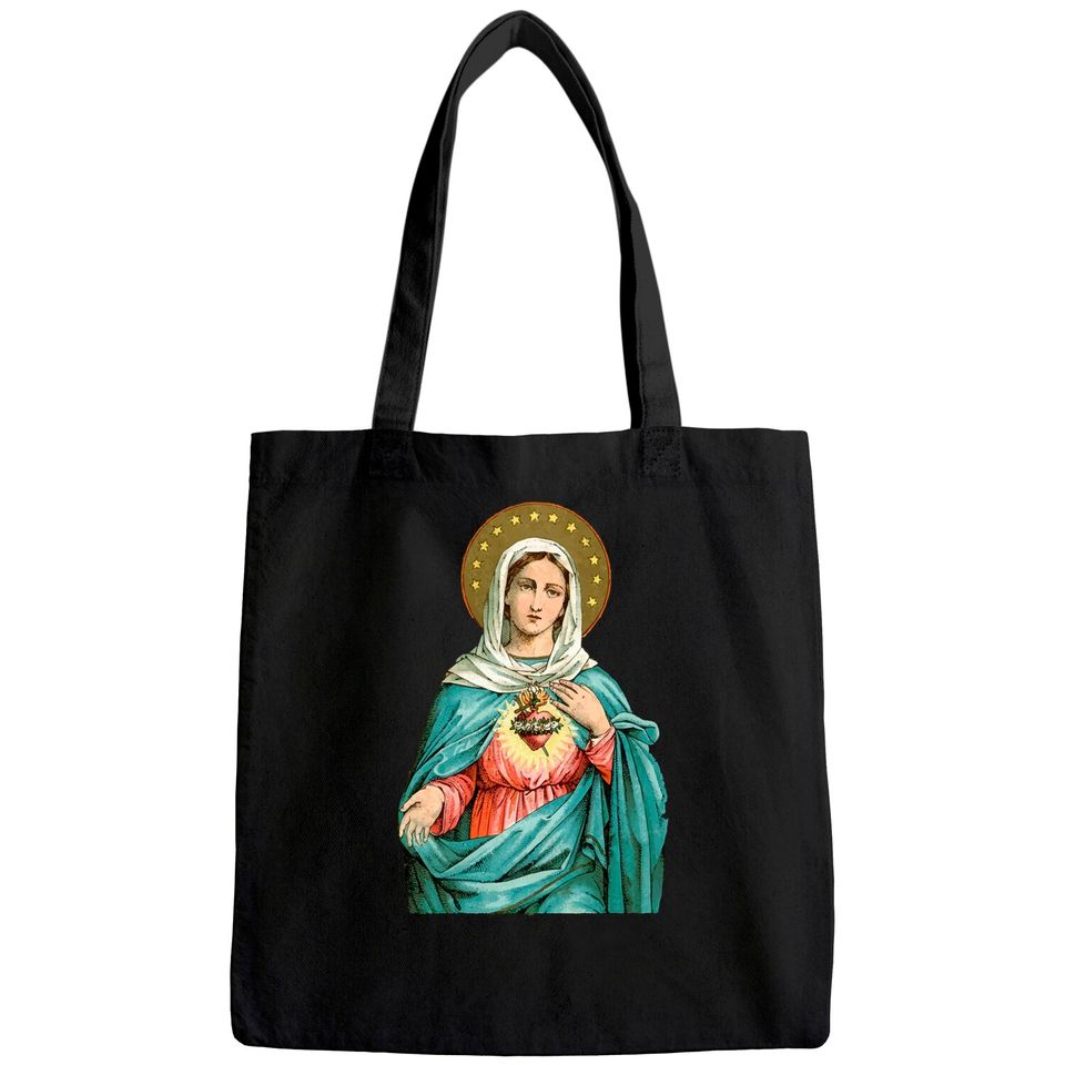 Immaculate Heart of Mary Our Blessed Mother Catholic Vintage Tote Bag