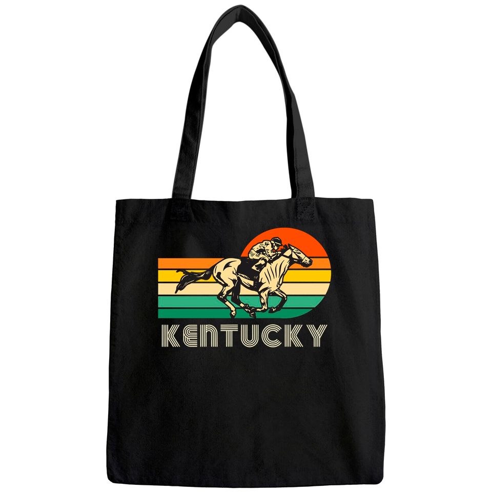 Kentucky Vintage Retro Sunset Horse Racing Derby Tote Bag