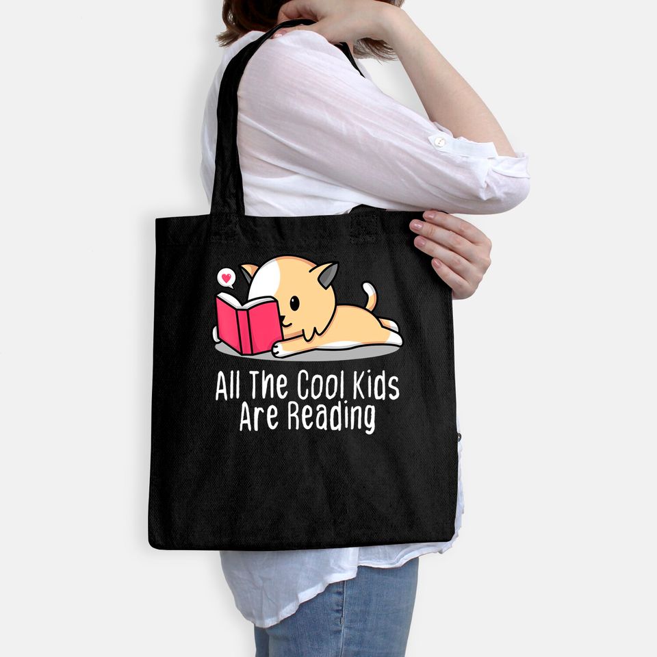 All the Kids are Reading Tee Book Cat Lovers Tote Bag