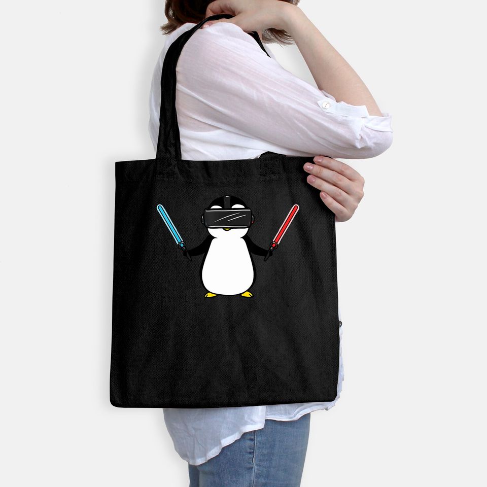 Beat Saber VR Gamer Penguin Tote Bag