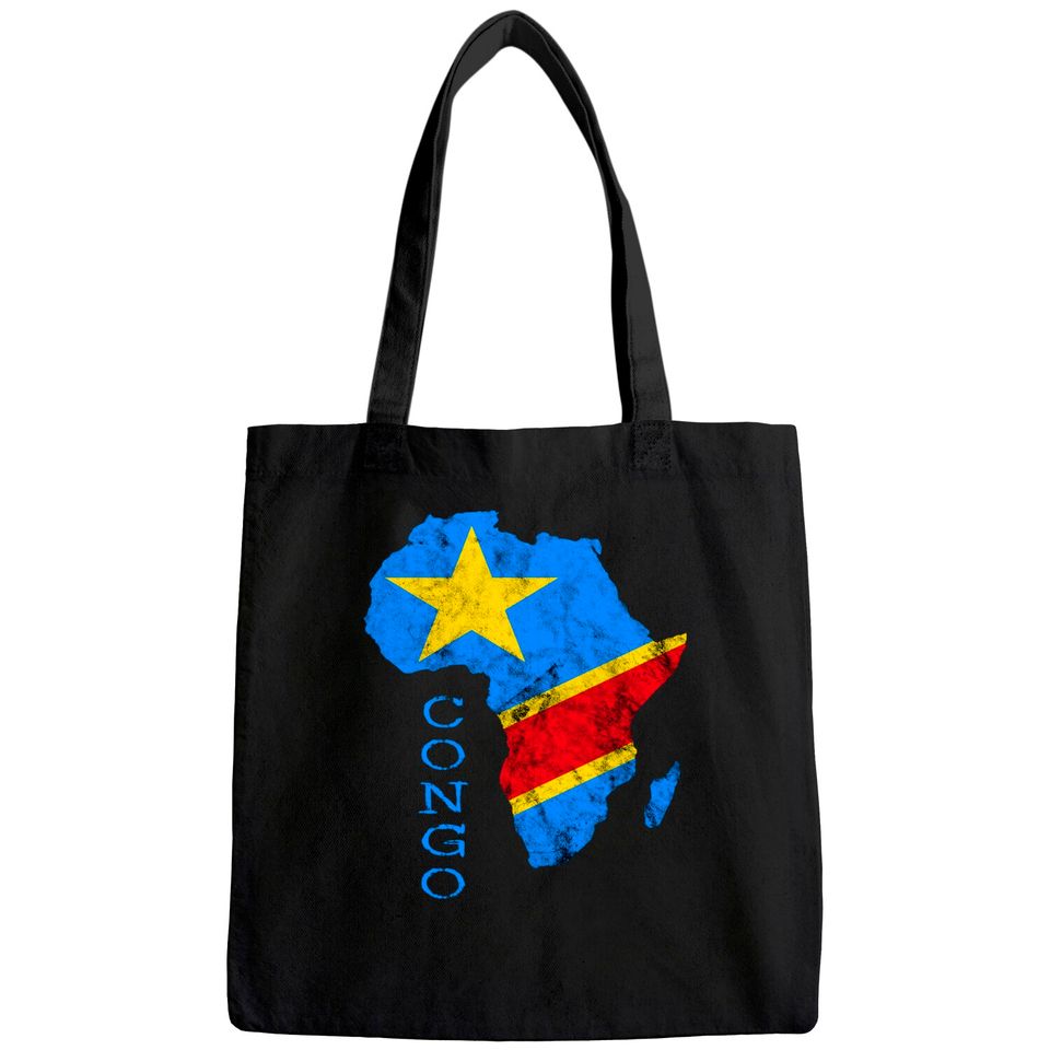 Congo Africa Map Congolese Flag African Roots DRC Pride Tote Bag