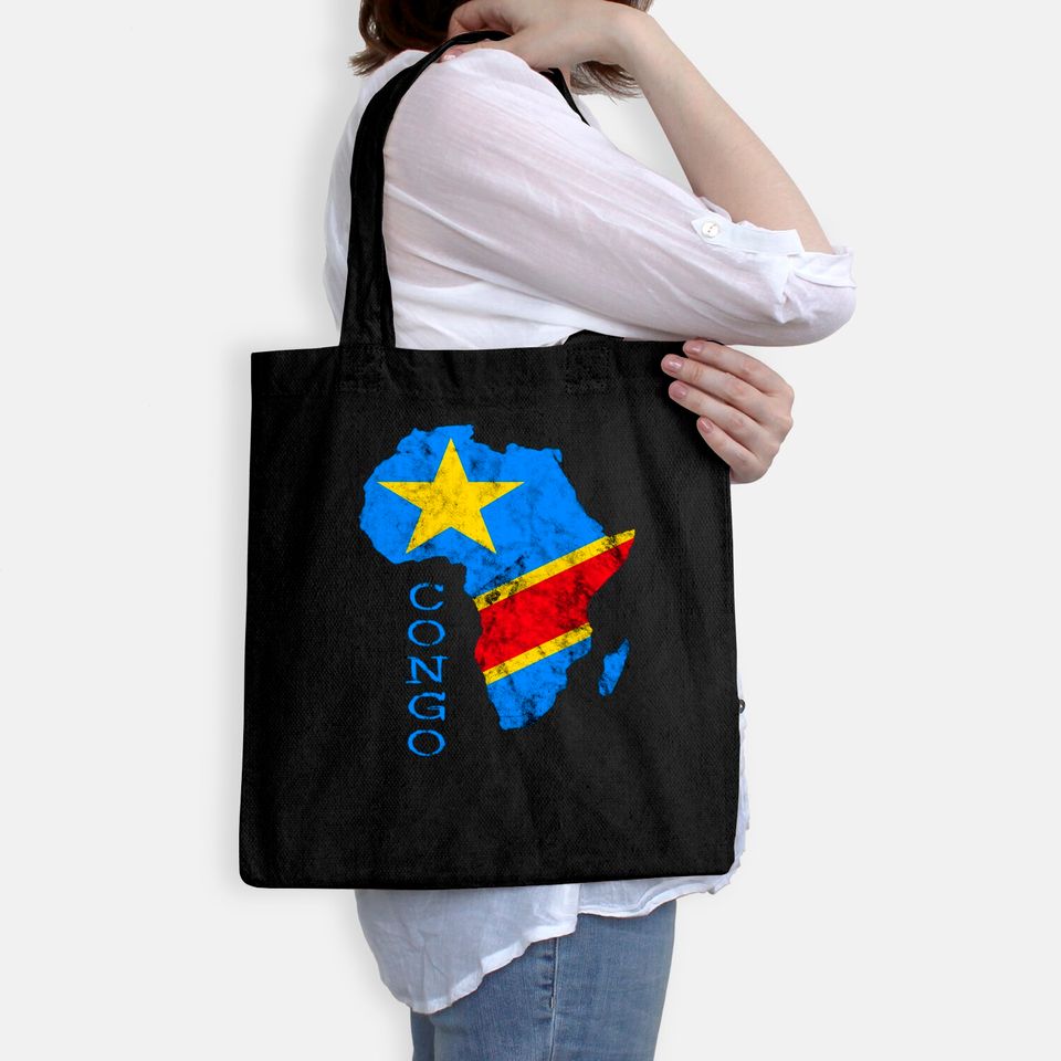 Congo Africa Map Congolese Flag African Roots DRC Pride Tote Bag