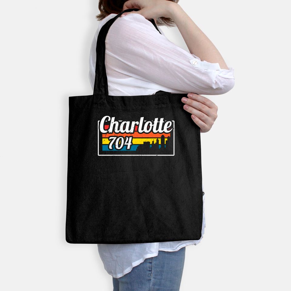 Vintage Charlotte City Skyline 704 Tote Bag