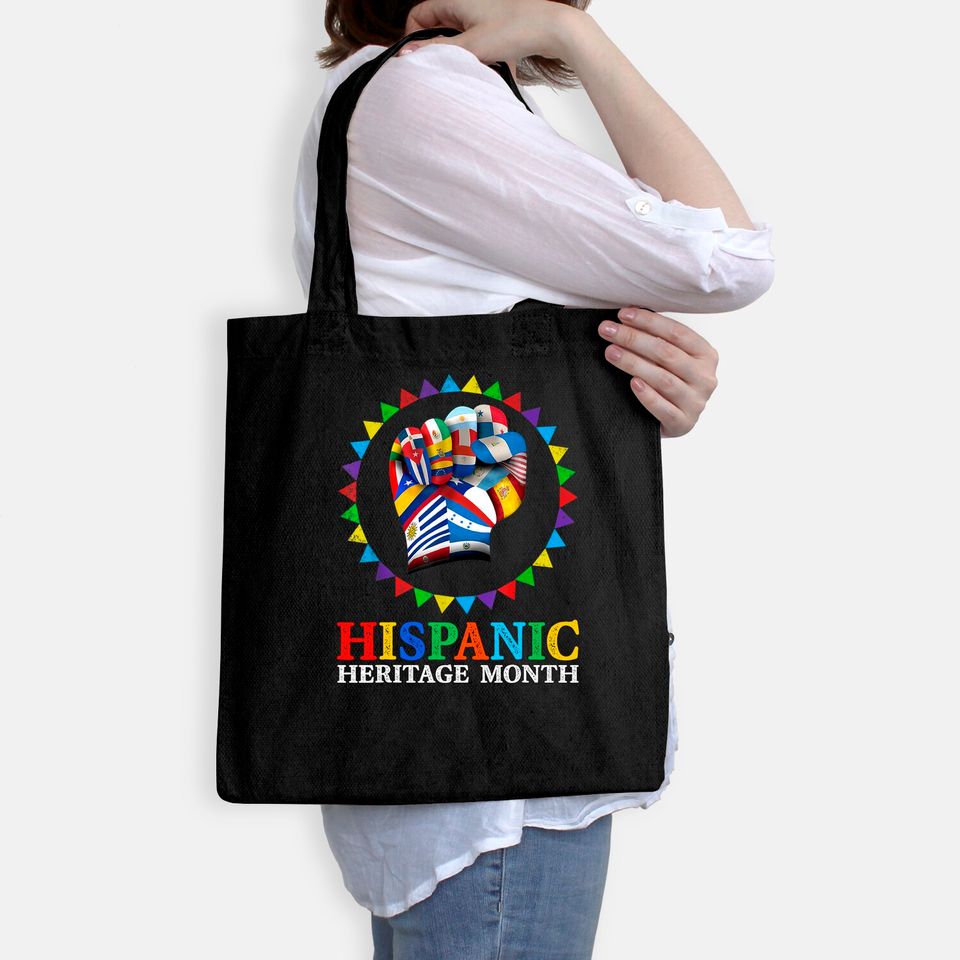 Hispanic Heritage Month Strong Latino Hand Countries Flag Tote Bag