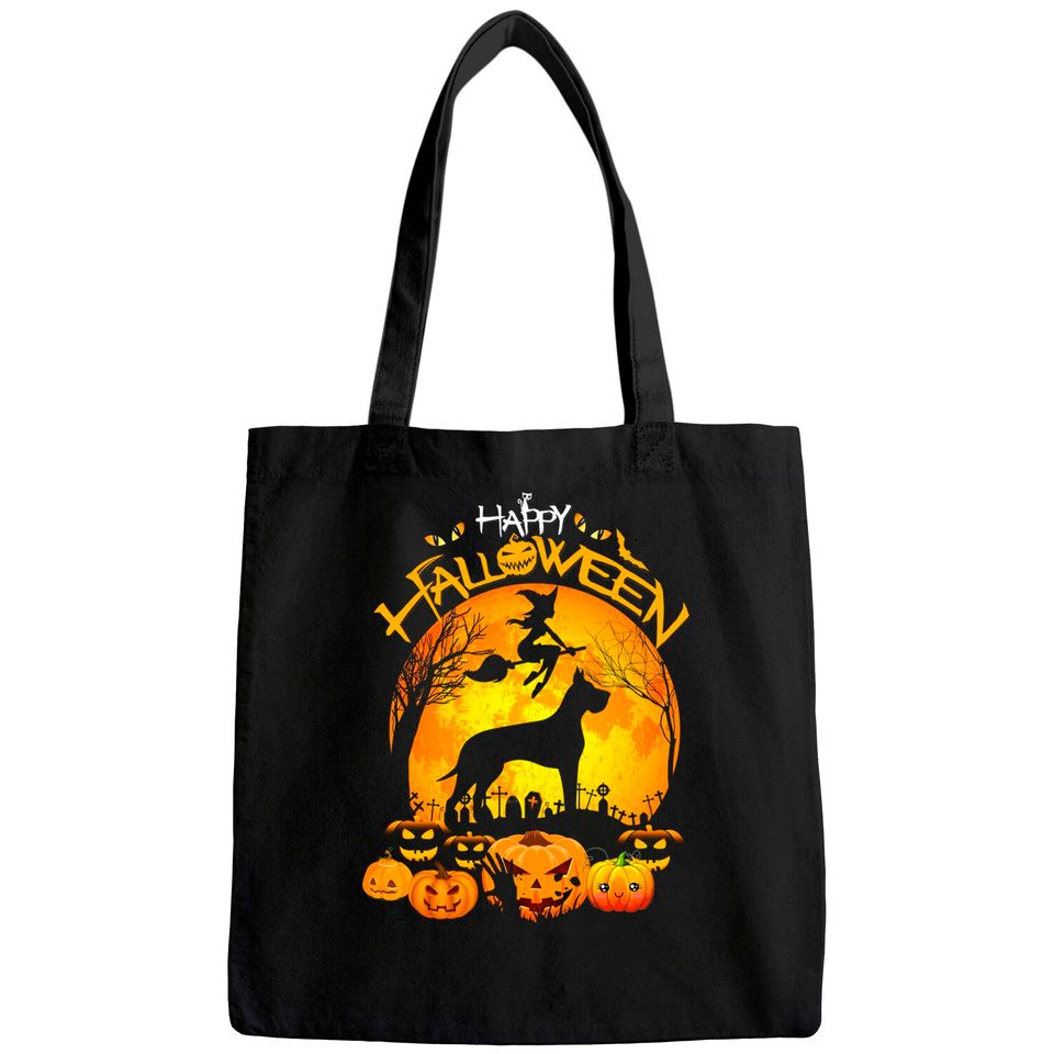 Great Dane Dog Pumpkin Happy Halloween Tote Bag