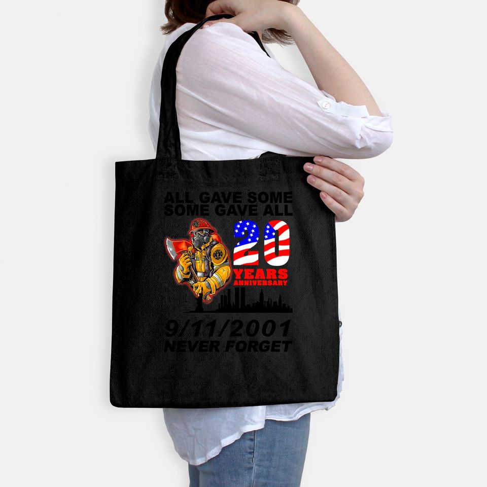 Never Forget 9-11-2001 20th Anniversary Firefighters Tote Bag