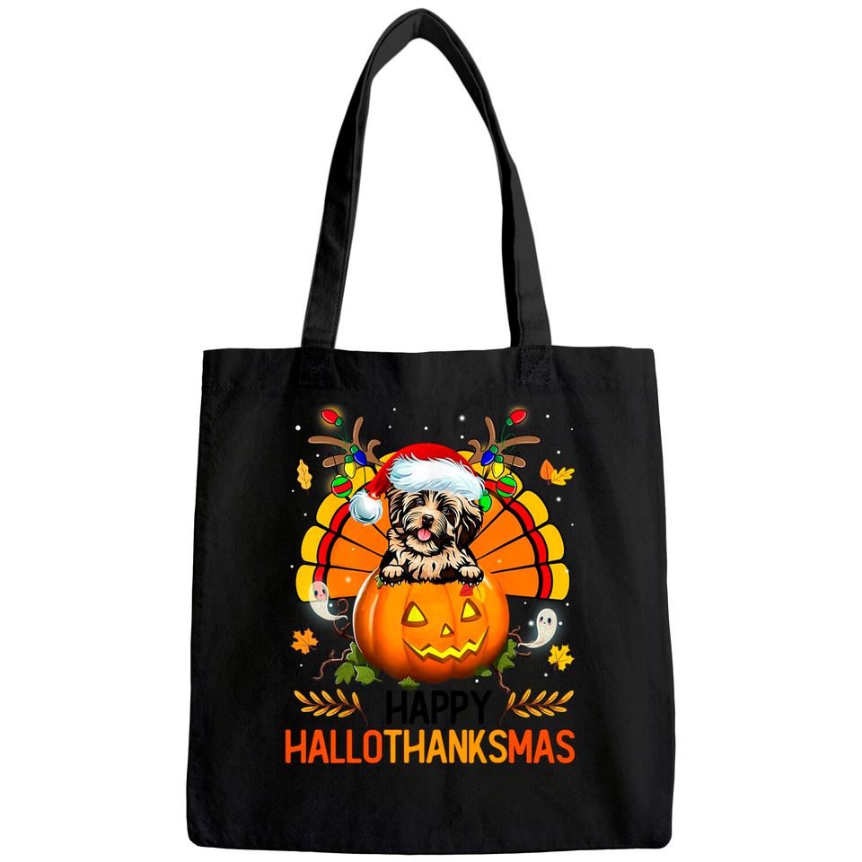 Happy Hallothanksmas Halloween Thanksgiving Tote Bag