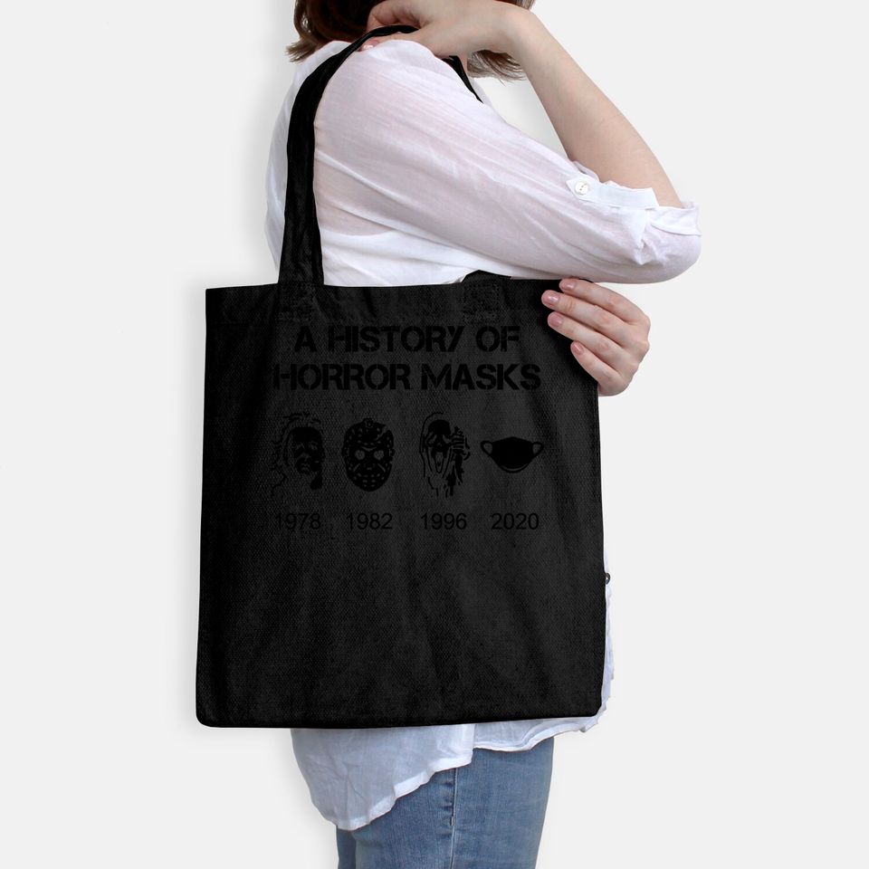 A History of Horror Masks Halloween & Movie Tote Bag