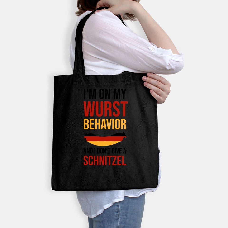 I'm On My Wurst Behavior German Oktoberfest Funny Beer Drink Tote Bag
