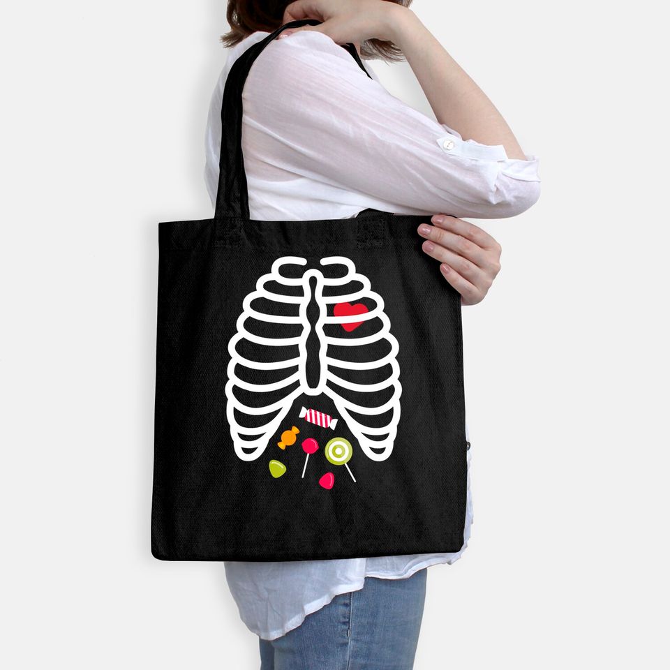 Skeleton Rib Cage Heart Candy Tote Bag