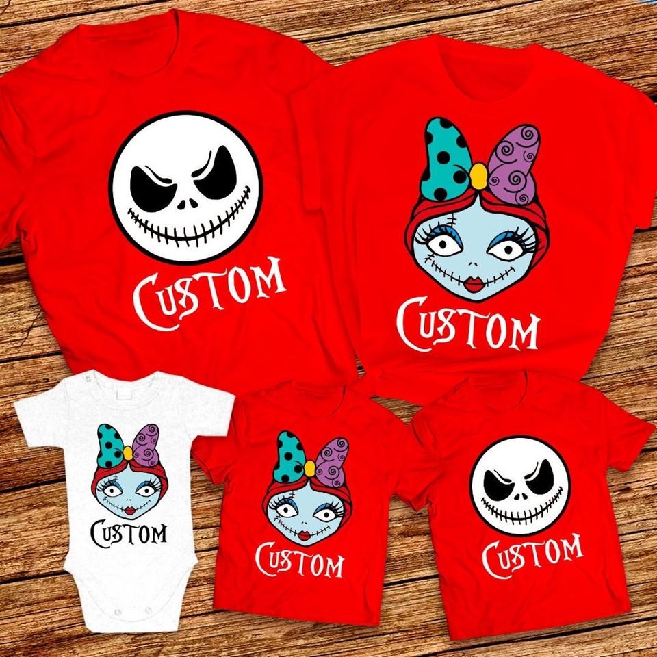 Nightmare Before Christmas Jack and Sally Matching Family T-Shirt