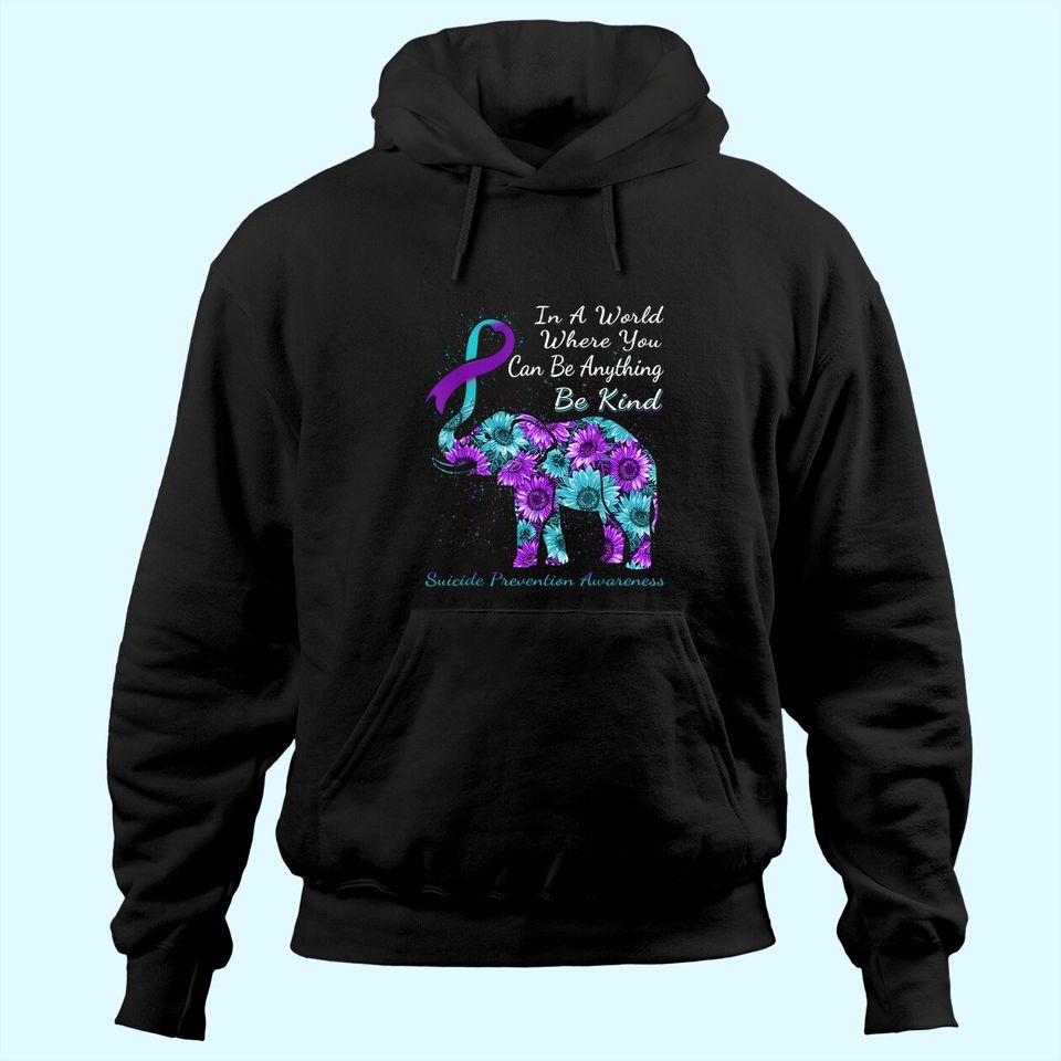 Suicide Prevention Awareness Sunflower Elephant Be Kind Hoodie