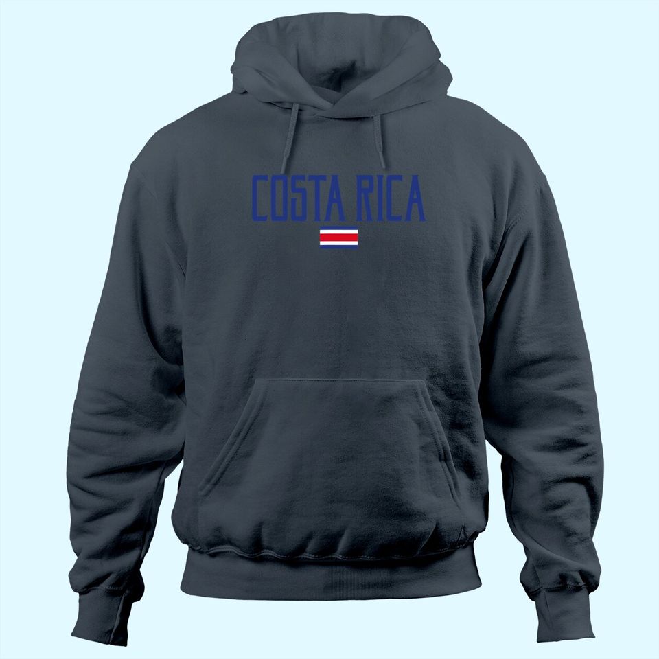 Costa Rica Flag Vintage Blue Text Hoodie