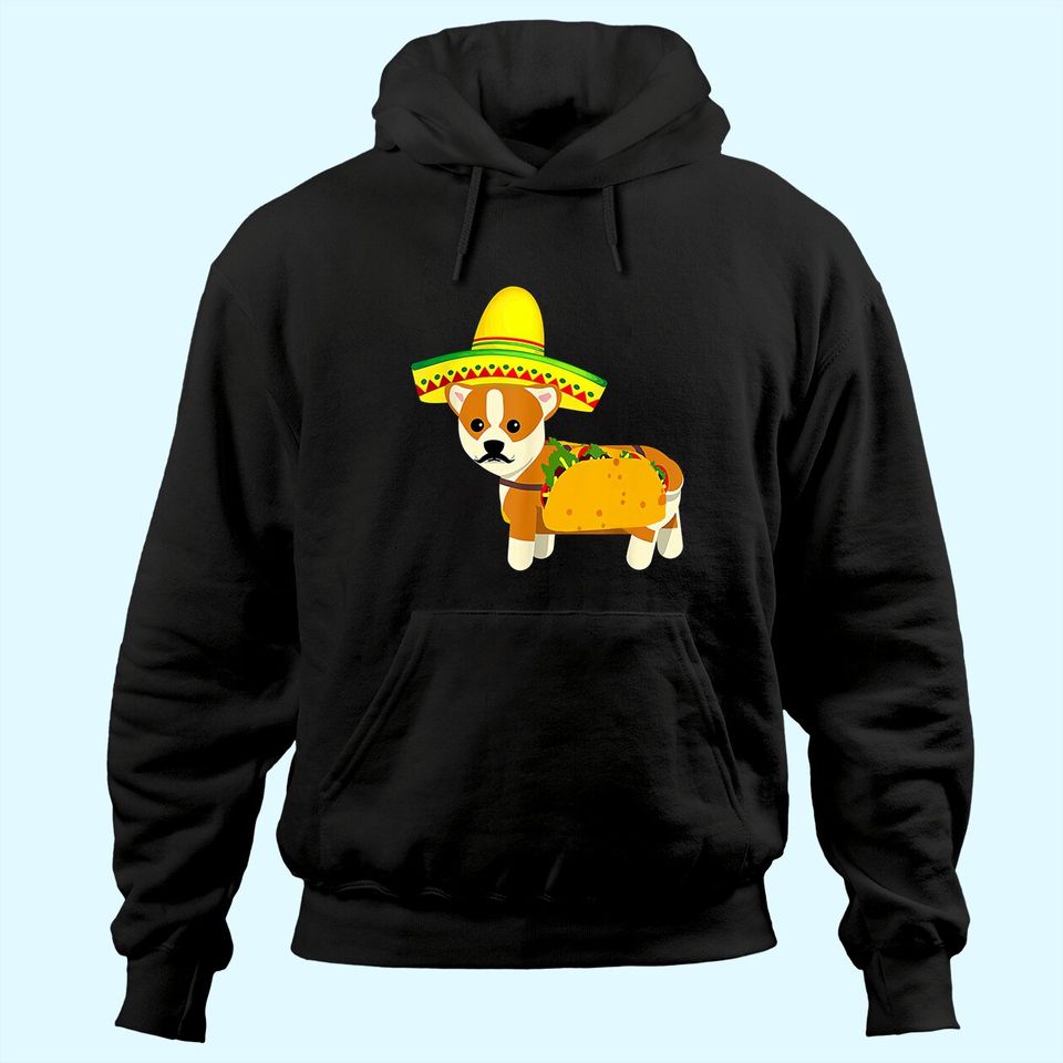 Funny Mexican Corgi Taco Cinco de Mayo Fiesta Dog Hoodie