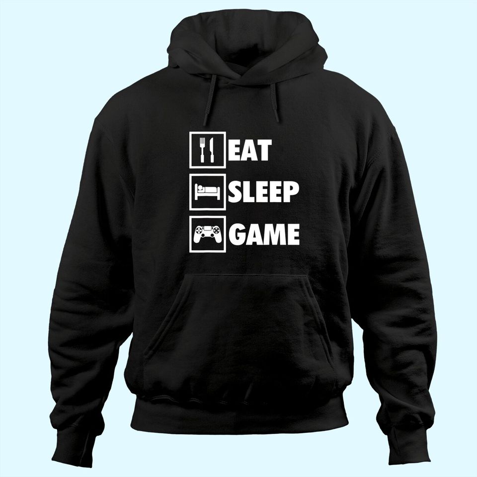 Eat Sleep Game Funny Gamer Hoodie For Video Game Players