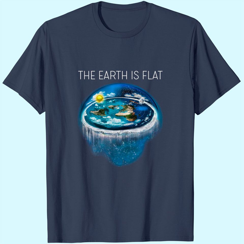 Flat Earth Tshirt,Earth is Flat,Firmament, Sheol, NASA Conspiracy, New World FE1 Black