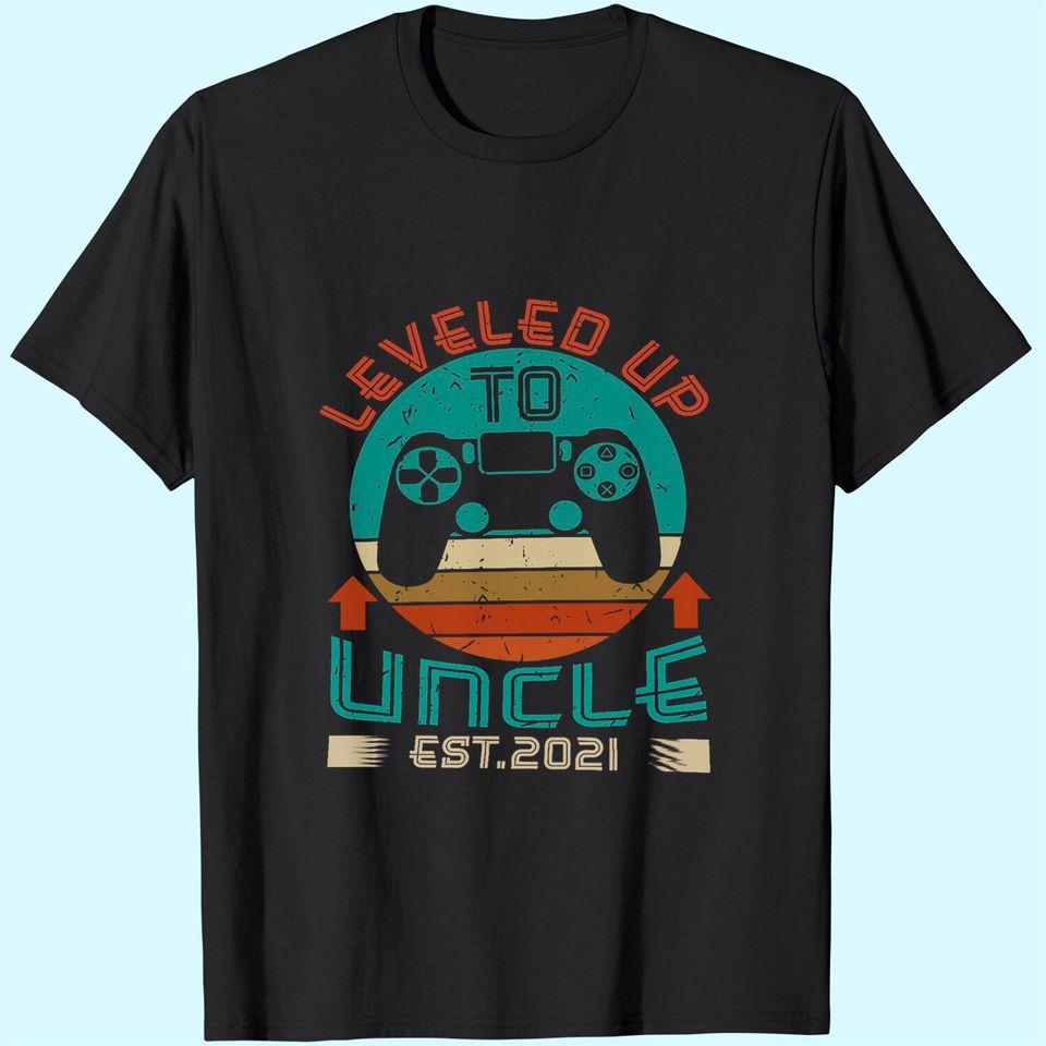 Promoted To Uncle EST 2021 Leveled Up Funny T-Shirt