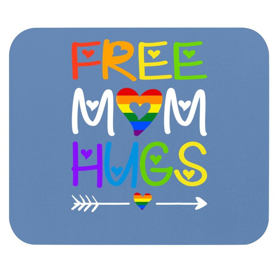 Free Mom Hugs Mouse Pad Rainbow Heart Lgbt Pride Month Mouse Pad