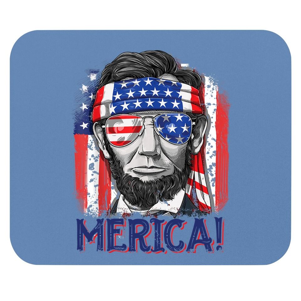 Abraham Lincoln 4th Of July Merica American Flag Mouse Pad
