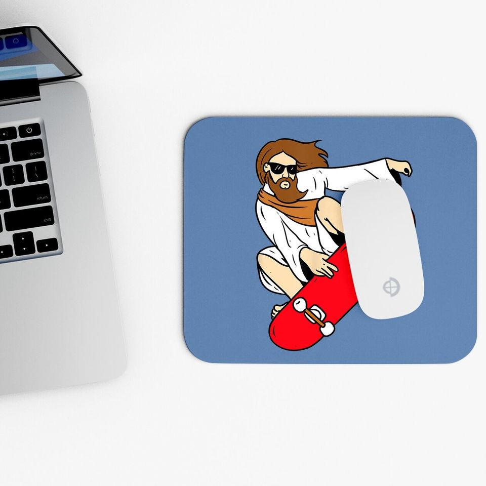 Jesus Riding Skateboard Mouse Pad