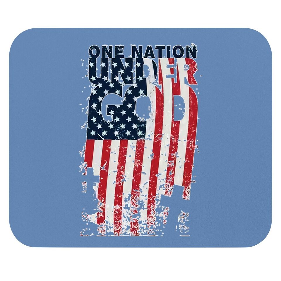 One Nation Under God Christian Cross American Flag Mouse Pad