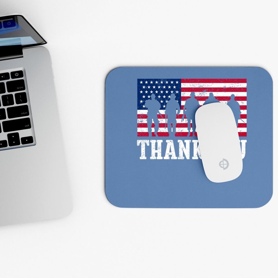 Patriotic American Flag Thank You Girls Boys Mouse Pad