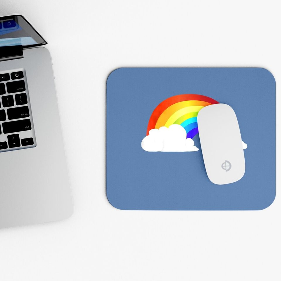 Rainbow Mouse Pad - Shiny Rainbow In The Clouds