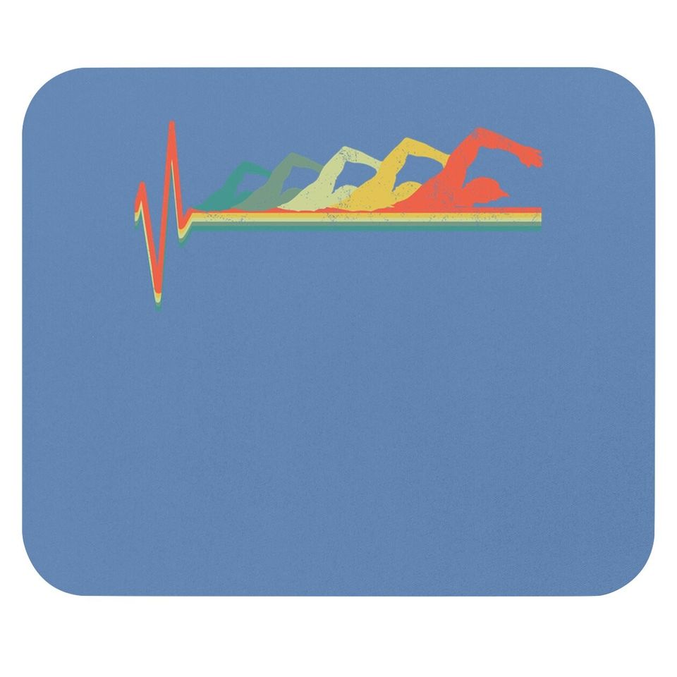 Swimming Swimmer Heartbeat Retro Mouse Pad