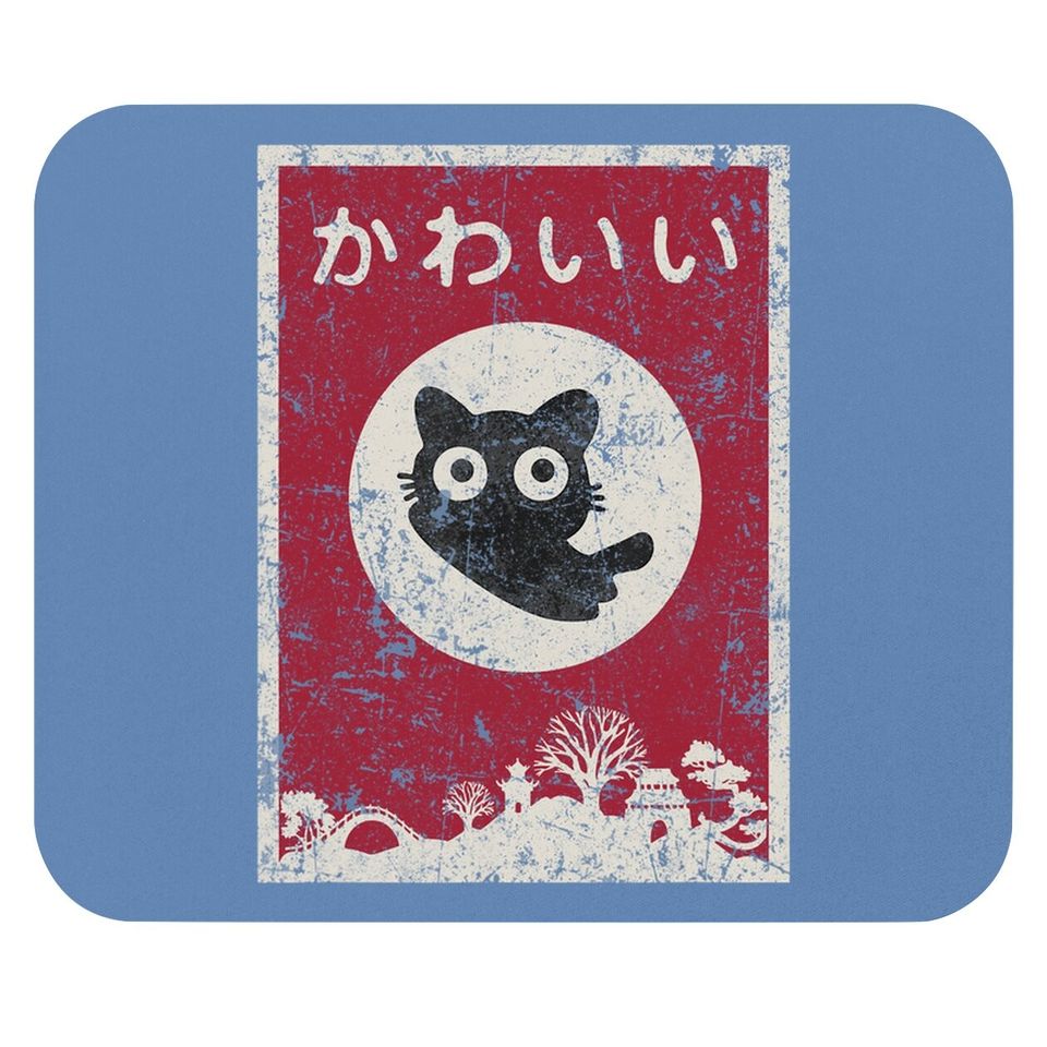 Kawaii Cat Japanese Black Anime Cat Mouse Pad