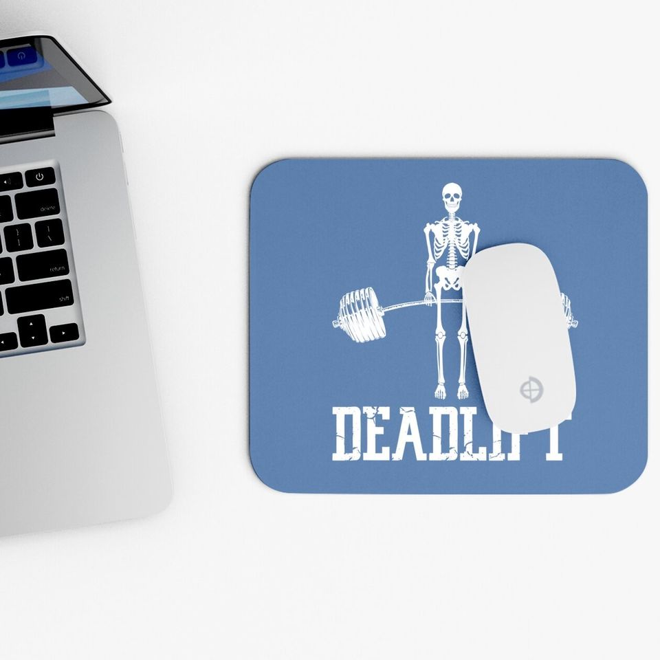 Skeleton Dead Lift Funny Halloween Lifting Weights Mouse Pad