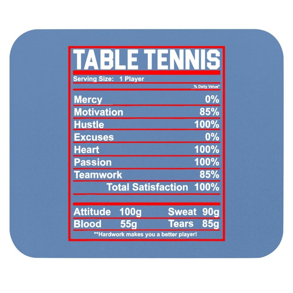 Funny Table Tennis Nutrition Facts Mouse Pad