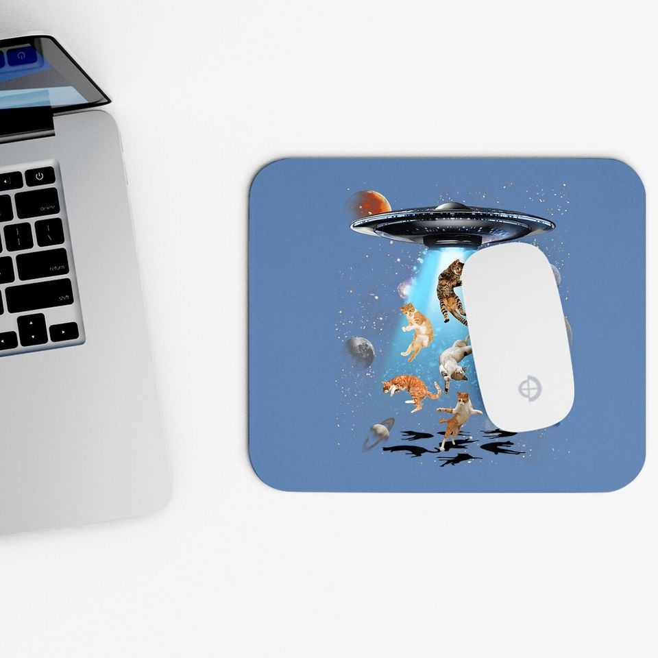 Galaxy Cat Ufo Mouse Pad