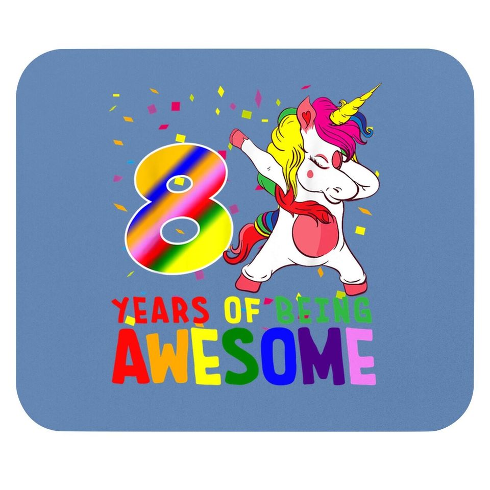 8th Birthday Girl 8 Years Old Awesome Unicorn Dabbing Bday Mouse Pad