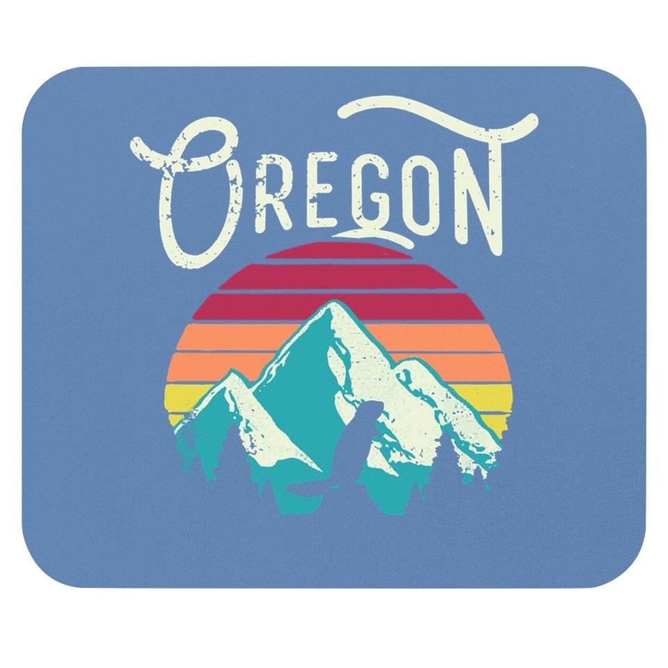 Retro Vintage Oregon Or Mountains Beaver Mouse Pad