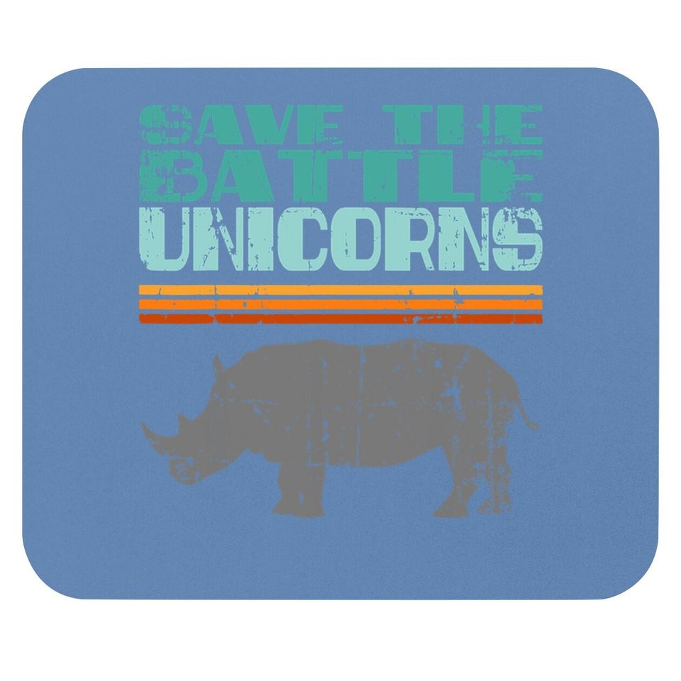 Vintage Save The Battle Unicorn Retro Rhino Rhinoceros Mouse Pad