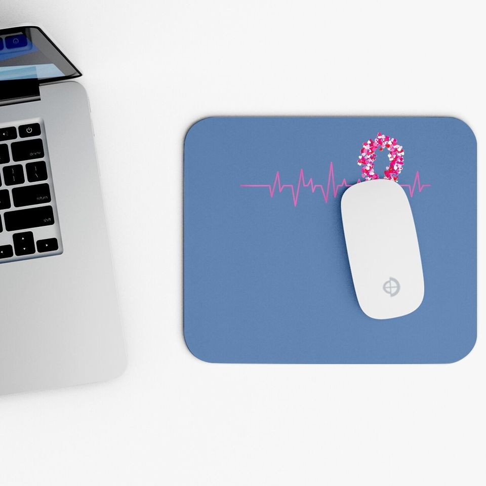 Pink Heartbeat Ribbon Breast Cancer Mouse Pad Warrior Mouse Pad