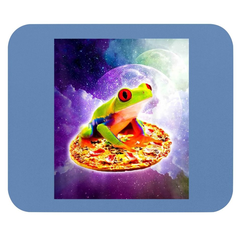 Red Eye Tree Frog Riding Pizza In Space Mouse Pad