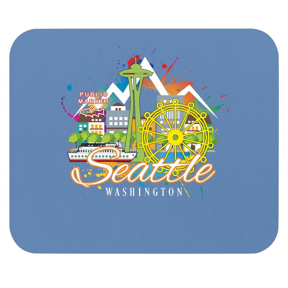 Seattle Washington Wa Space Needle Harbor Skyline Mouse Pad