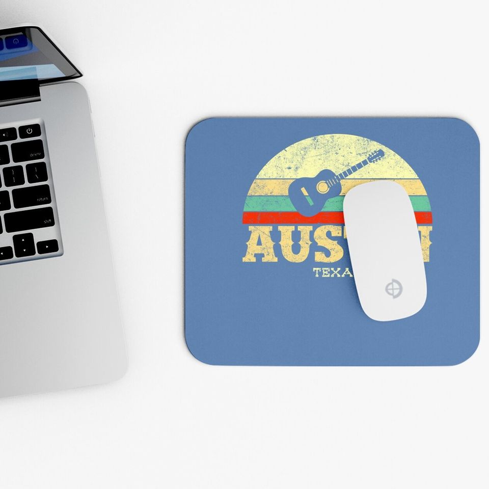 Retro Austin Texas Guitar Mouse Pad