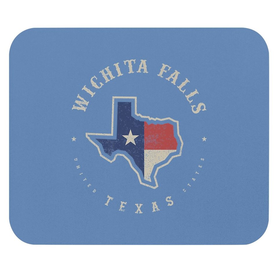 Vintage Wichita Falls Texas State Flag Map Mouse Pad