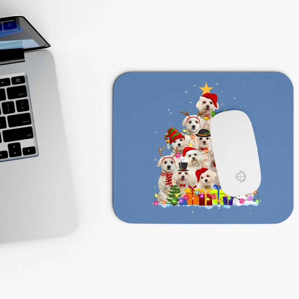 Christmas Pajama Maltese Tree Xmas Mouse Pad