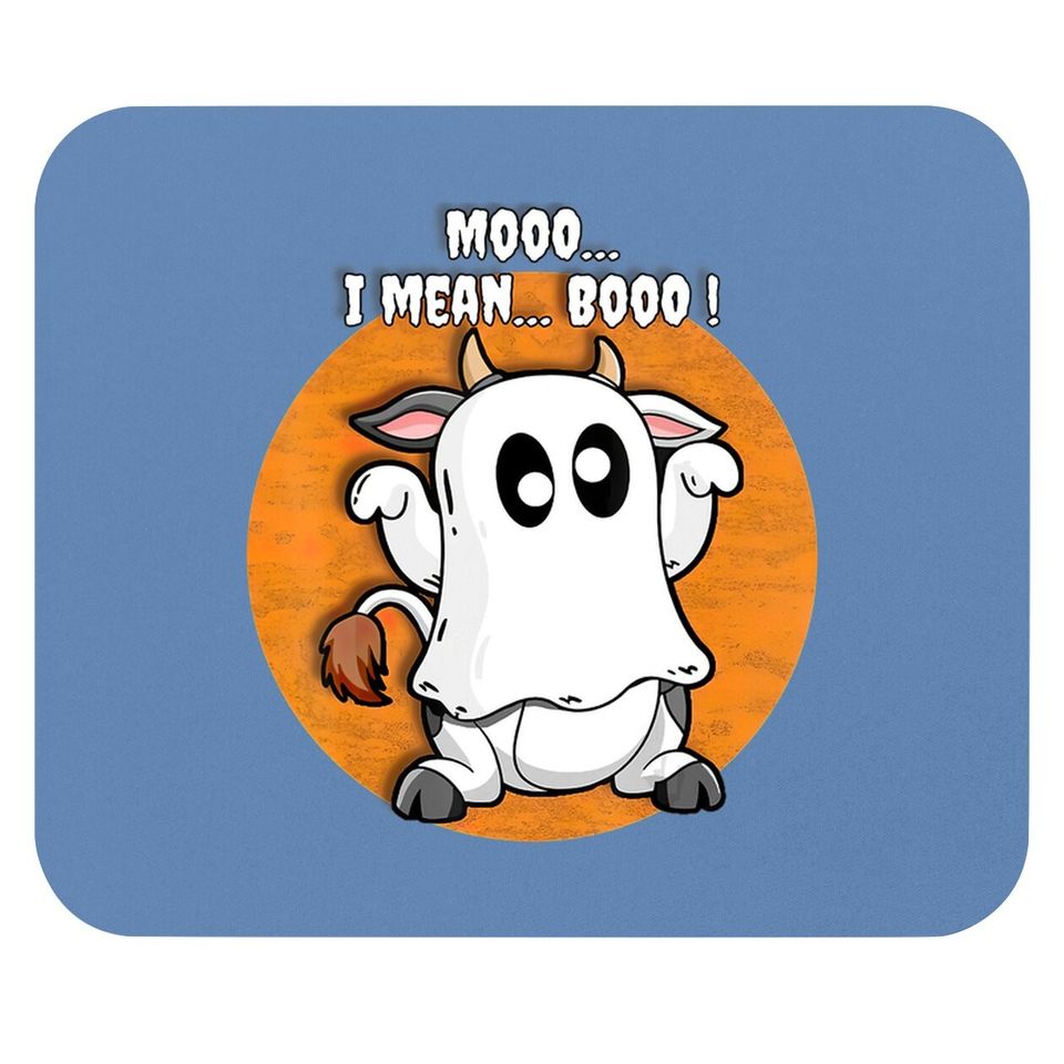 Ghost Cow Moo I Mean Boo Pumpkin Halloween Mouse Pad