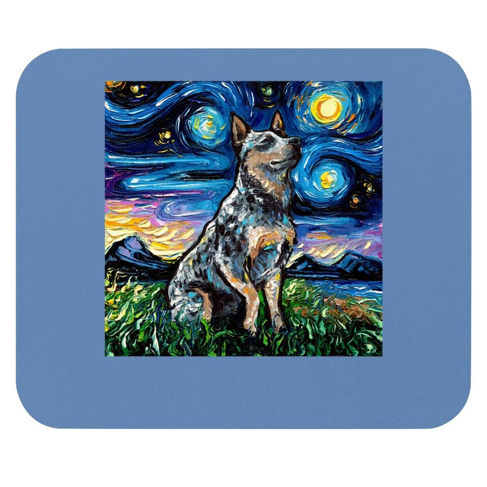 Blue Heeler Starry Night Australian Cattle Dog Art Mouse Pad