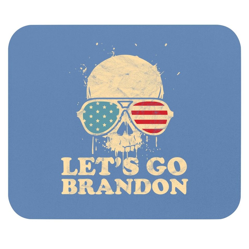 Let's Go Brandon Skull American Flag Mouse Pad
