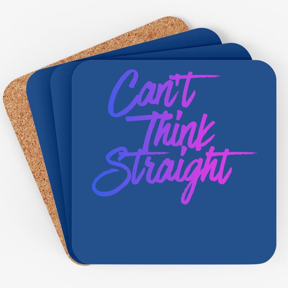 Can't Think Straight Funny Bisexual Bi Pride Flag Coaster