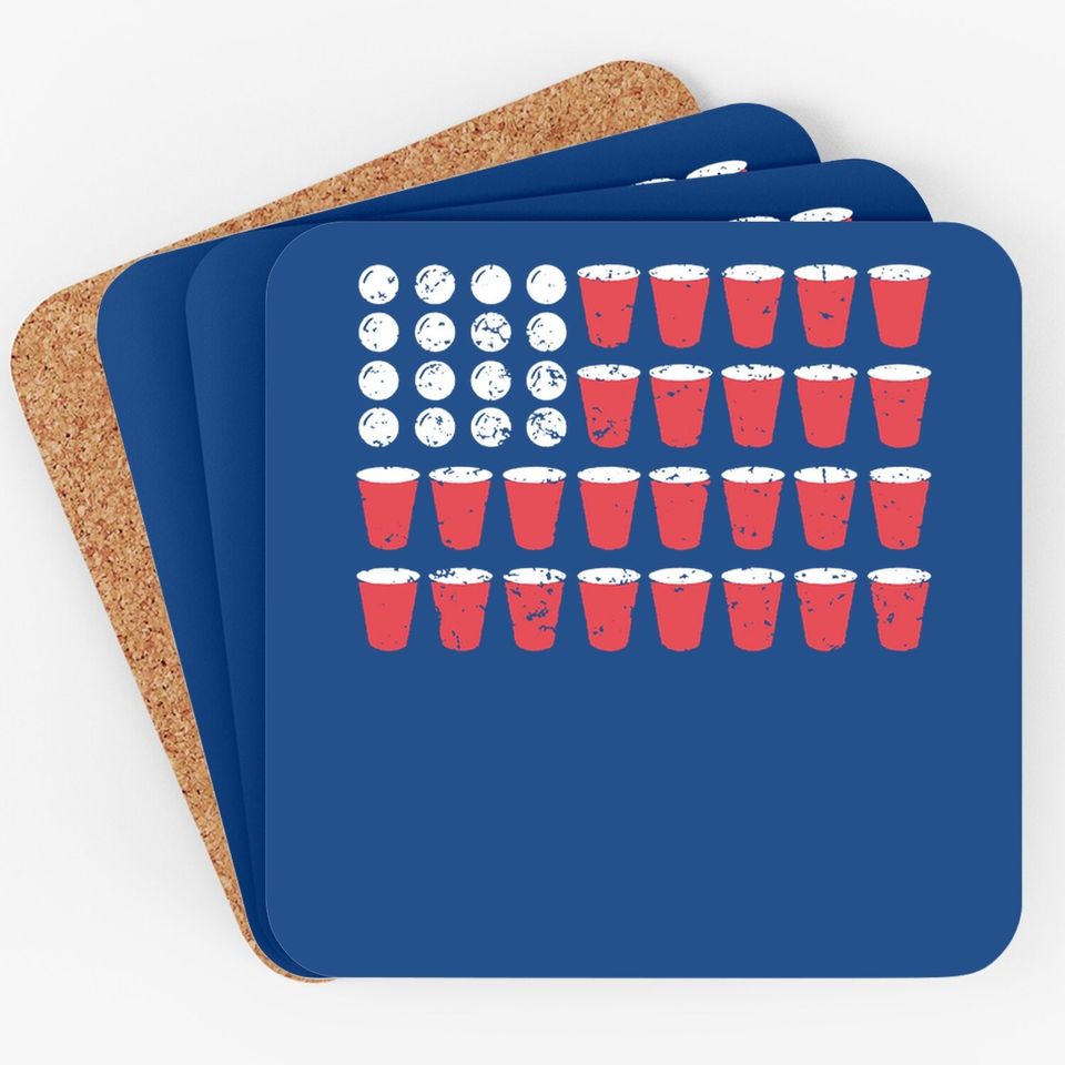 American Flag Beer Pong Coaster Funny Fourth Of July Drinking Coaster For Guys
